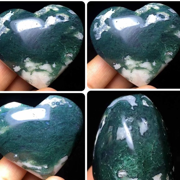 Moss Agate Gemstone Hearts - Picture 2 of 2